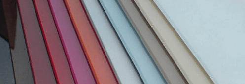 jedenaście przykładowych kolorów z palety kolorów szkła lakierowanego lacobel